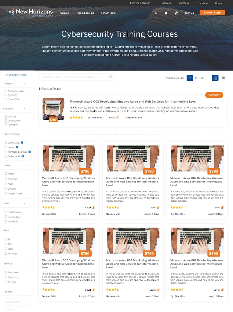 Course Discovery, interface