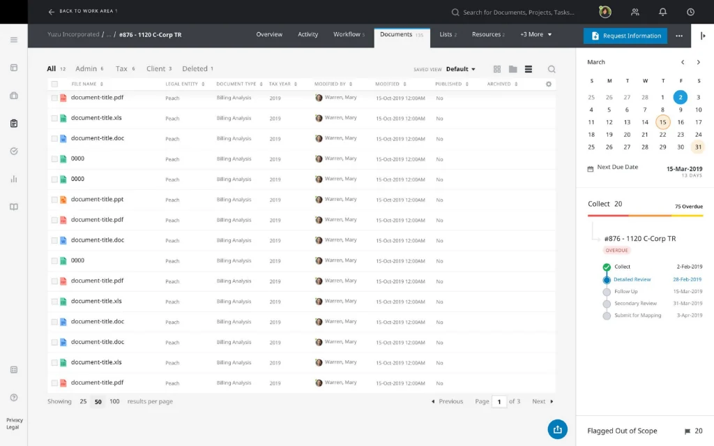 Tax Document Management, interface